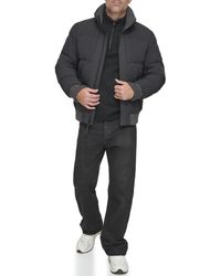 Andrew Marc - Mid Length Water Resistant Wool Jacket With Inner Bib - Lyst