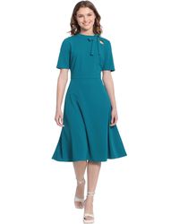 Maggy London - Short Sleeve Fit And Flare Scuba Crepe Dress - Lyst