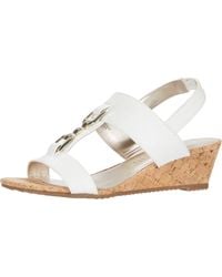 anne klein white wedge sandals