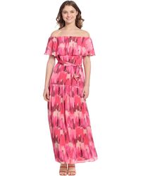 Donna Morgan - Maxi Dress With Off The Shoulder Ruffle And Bottom Skirt Tier - Lyst