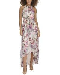 Eliza J - Sleeveless Halter Neck Chiffon Hi Low Dress - Lyst