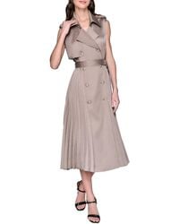 Karl Lagerfeld - Paris Belted Sleeveless Satin Back Crepe Midi Dress - Lyst