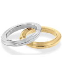Calvin Klein - Jewelry Stainless Steel And Ionic Plated Thin Gold Steel Stackable Rings - Lyst