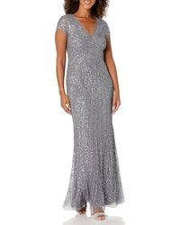 Adrianna Papell - Beaded Mermaid Gown Grey - Lyst
