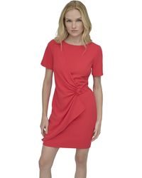 DKNY - Short Sleeve Jewel Neck Sheath Mini Dress - Lyst