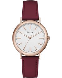 Furla - Ladies Red Genuine Leather Leather Watch - Lyst
