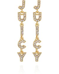 Juicy Couture - Pave Glass Stone "juicy" Logo Dangle Drop Goldtone Earrings - Lyst