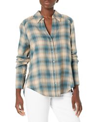 PAIGE - Davlyn Shirt Cozy Plaid Classic Button Down Slightly Oversized In Teal Multi - Lyst
