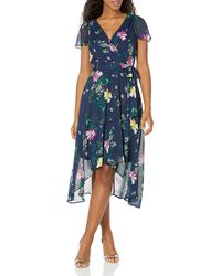 DKNY - Womens Flounce Sleeve Fit And Flare With Button Sleeve Dress - Lyst