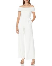Calvin Klein Off-the-shoulder Wide Leg Jumpsuit - White