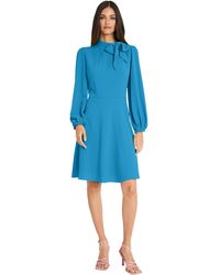 Maggy London - S Long Sleeve Tie Neck Fit And Flare Business Casual Dress - Lyst