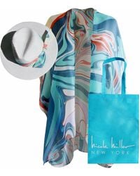 Nicole Miller - Straw Sun Hats Kimono Beach Cover Ups For And Travel Tote Matching For Packable Foldable - Lyst