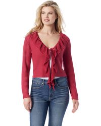 Jessica Simpson - S Aurier Ruffle Trim Tie Front Cardigan Standard - Lyst