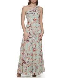 Eliza J - Gown Style Printed Chiffon Sleeveless Asymetrical One Shoulder Dress - Lyst