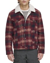 Levi's - Wool Blend Plaid Trucker With Sherpa Lining - Lyst