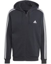 adidas - Essentials 3 Stripes Full Zip Sweatshirt - Lyst
