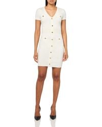Guess - Short Sleeve Gemma Palm Button Front Dress - Lyst
