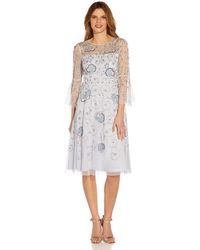 Adrianna Papell - Beaded Cocktail Dress Bell Sleeve - Lyst