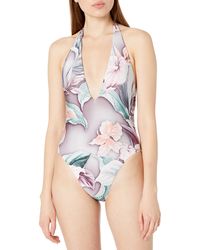 BCBGMAXAZRIA Womens Strappy Plunge One Piece Swimsuit