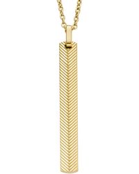 Fossil - Stainless Steel Gold-tone Harlow Linear Texture Bar Necklace - Lyst