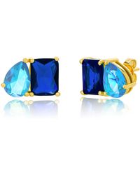 Amazon Essentials - 14k Gold-plated September Birthstone Two-toned Stud Earrings With Secure Pushbacks - Lyst