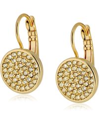 Anne Klein - Gold Tone & Crystal Pave Drop Earrings - Lyst