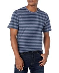 Vince - S Feeder Stripe S/s Crew,h Pebble Blue/h Coastal,l - Lyst