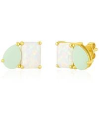 Amazon Essentials - 14k Gold-plated October Birthstone Two-toned Stud Earrings With Secure Pushbacks - Lyst