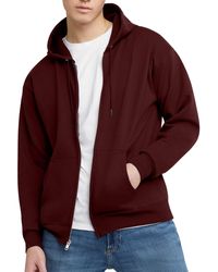 Hanes - , Ecosmart Fleece Full Hoodie, Zip-up Hooded Sweatshirt For , Mulled Berry - Lyst