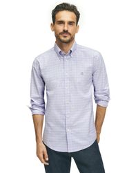 Brooks Brothers - Regular Fit Non-iron Stretch Oxford Long Sleeve Check Sport Shirt - Lyst