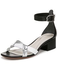 Franco Sarto - Nerissa Heeled Sandal Black/white/silver Leather 5 M - Lyst