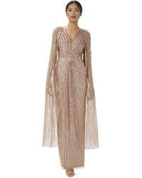 Adrianna Papell - Beaded Cape Long Dress - Lyst