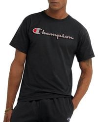 Champion - , Cotton Midweight Crewneck Tee,t-shirt For , Graphic, Black Drop Shadow Script, Small - Lyst