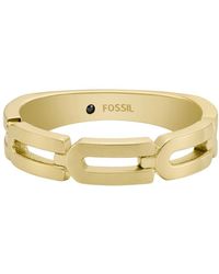 Fossil - Heritage D-link Chain Gold-tone Stainless Steel Band Ring - Lyst