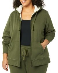 Amazon Essentials Plus Size Fleece Sherpa-lined Full-zip Hoodie - Green