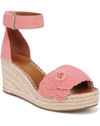Franco Sarto - S Clemens Jute Wrapped Espadrille Wedge Sandals Coral Pink Flower 6m - Lyst