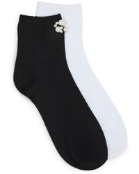 Steve Madden - 2pk Cpearl Cluster Rib Anklet Socks - Lyst