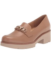 Naturalizer - S Desi Chain Detail Platform Lug Sole Heeled Loafer,taupe Beige Leather,7.5w - Lyst