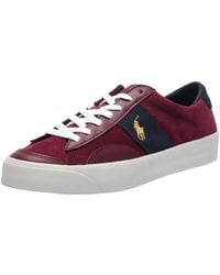 Polo Ralph Lauren - , , Suede Leather-sayer Sport-sneakers-low Top Lace, Wine/navy, 11, Medium - Lyst