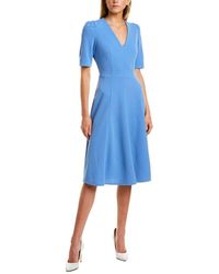 Donna Morgan - Stretch Crepe Elbow Sleeve V-neck Fit And Flare Midi Dress - Lyst