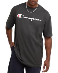 Champion - , Cotton Midweight Crewneck Tee,t-shirt For , Reg. Or Big, Granite Heather Script, 3x-large Tall - Lyst