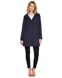 Cole Haan - Single Breasted Packable Rain Jacket With Removable Hood - Lyst