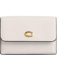 COACH - Polished Pebble Leather Essential Mini Trifold Wallet - Lyst
