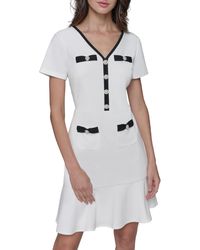 Karl Lagerfeld - Paris Contrasting Colors Short Sleeve Fun A Line Dress - Lyst