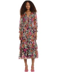 Donna Morgan - V-neck Tiered Skirt Maxi Day Dress Event Party Night Out Guest Of - Lyst