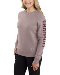 Carhartt - Plus Size Relaxed Fit Midweight Crewneck Block Logo Sleeve Graphic Sweatshirt - Lyst