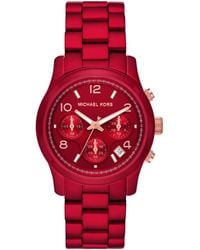 Michael Kors - Runway Chronograph Red Coated Stainless Steel Bracelet Watch - Lyst