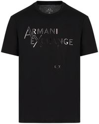 Emporio Armani - A | X Armani Exchange Regular Fit Crew Neck Mercerized Cotton Jersey Metallic Logo Tee - Lyst