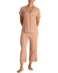BCBGMAXAZRIA - Ribbed Pajama Set Short Sleeve Notch Collar With Pants - Lyst