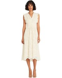 Maggy London - V-neck Scalloped Edge A-line Midi Plus Cocktail Dresses For - Lyst